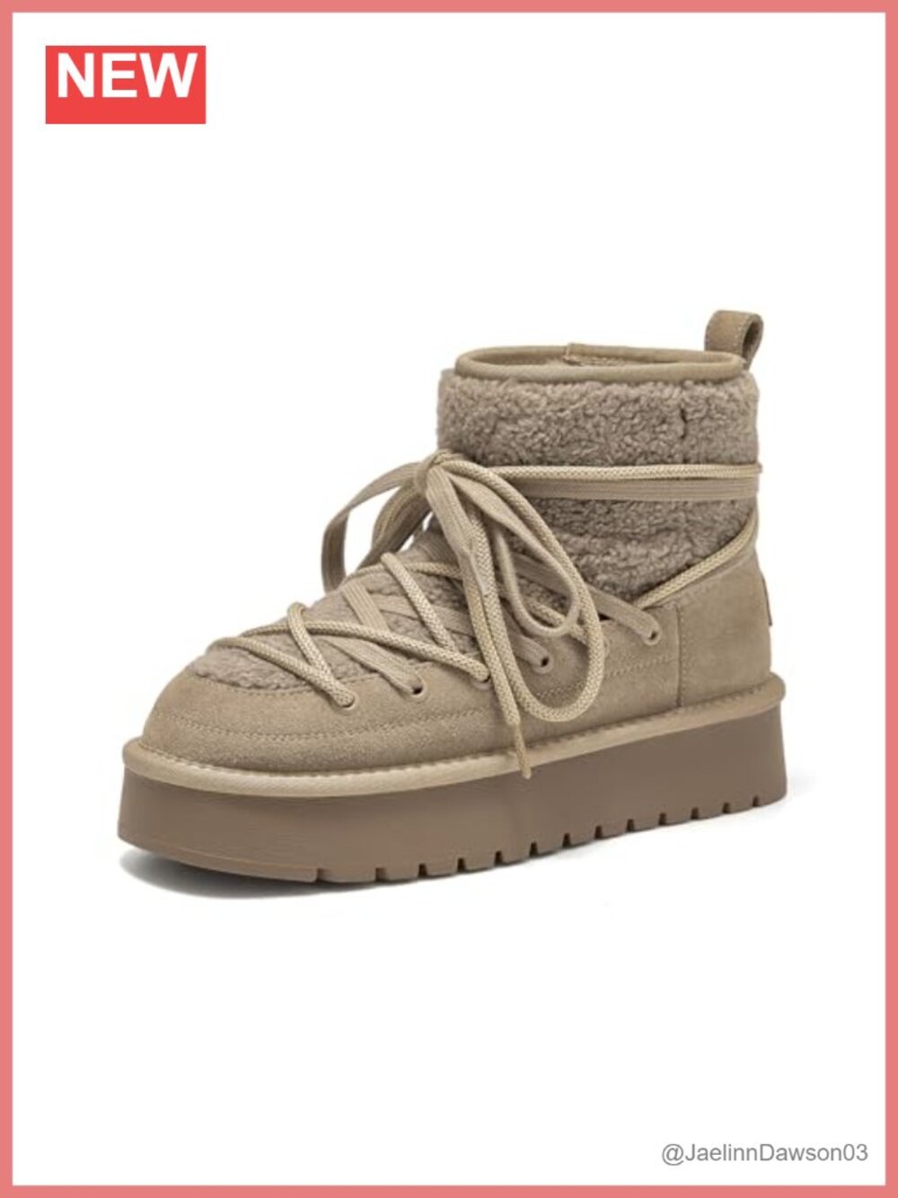 Women's Winter Lace-Up Platform Ankle Snow Boots with Faux Fur Lining